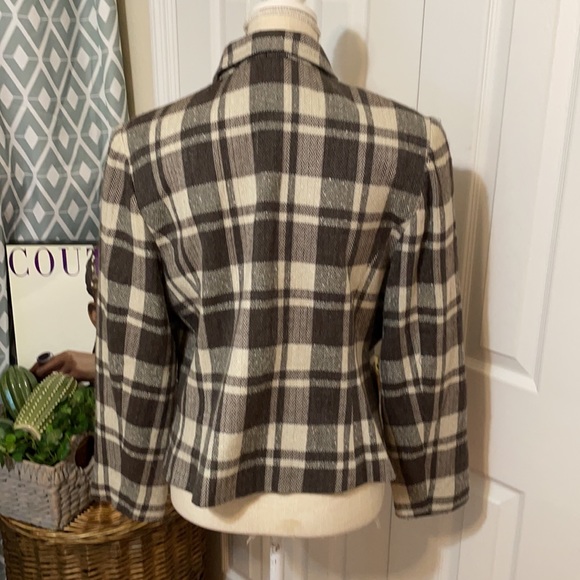 Gloria Vanderbilt Plaid Jacket/ Gray & Brown/ Zipper Closure/ Size 14 - Picture 6 of 9